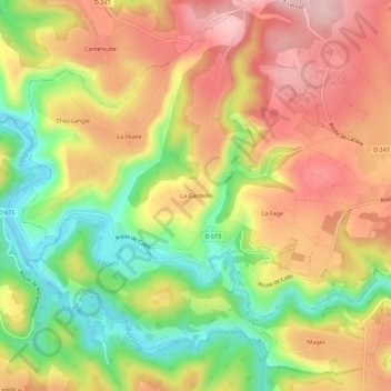 Mappa topografica La Gardelle, altitudine, rilievo