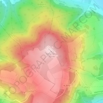 Mappa topografica Hohe Geba, altitudine, rilievo