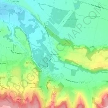 Mappa topografica Le Triévoz, altitudine, rilievo