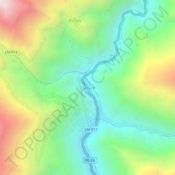 Mappa topografica Llapay, altitudine, rilievo