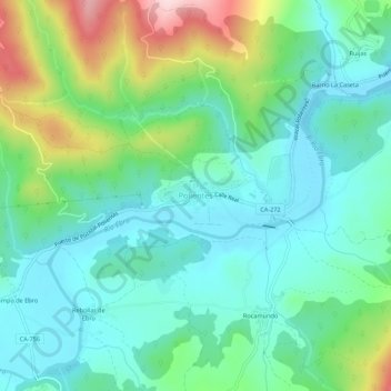 Mappa topografica Polientes, altitudine, rilievo