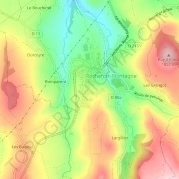 Mappa topografica Bordas, altitudine, rilievo