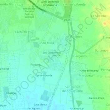 Mappa topografica Lovera, altitudine, rilievo
