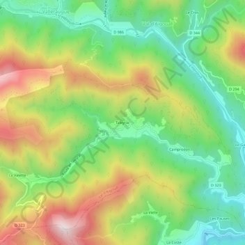 Mappa topografica Taleyrac, altitudine, rilievo