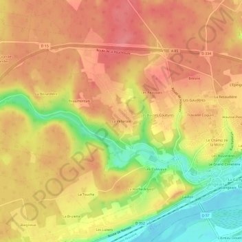 Mappa topografica La Pelleraie, altitudine, rilievo