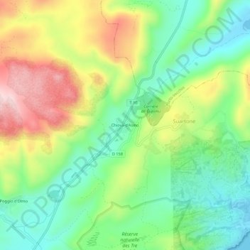 Mappa topografica Chiova-d'Asino, altitudine, rilievo