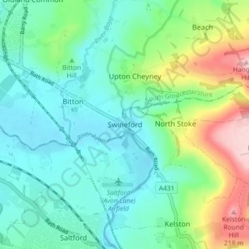 Mappa topografica Swineford, altitudine, rilievo