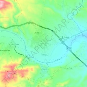 Mappa topografica La Alfoquia, altitudine, rilievo