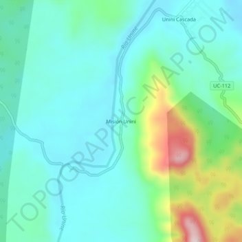 Mappa topografica Misión Unini, altitudine, rilievo