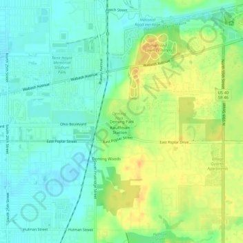 Mappa topografica Deming Park, altitudine, rilievo