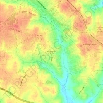Mappa topografica Brigadoon, altitudine, rilievo