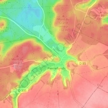 Mappa topografica Saint-Ladre, altitudine, rilievo