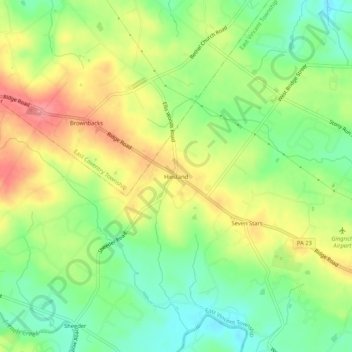 Mappa topografica Hiestand, altitudine, rilievo