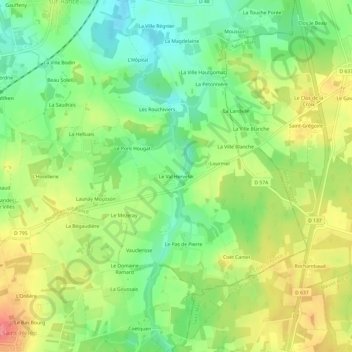 Mappa topografica Le Val Hervelin, altitudine, rilievo