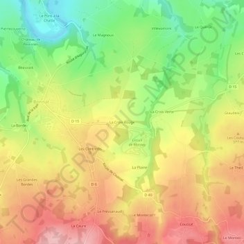 Mappa topografica La Croix Rouge, altitudine, rilievo