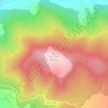 Mappa topografica Cruces, altitudine, rilievo