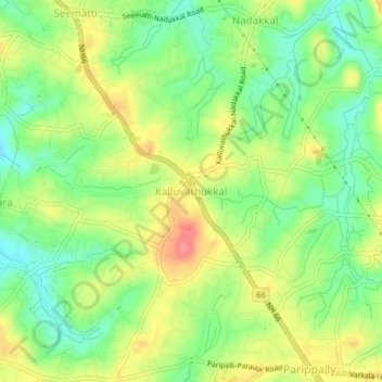 Mappa topografica Kalluvathukkal, altitudine, rilievo