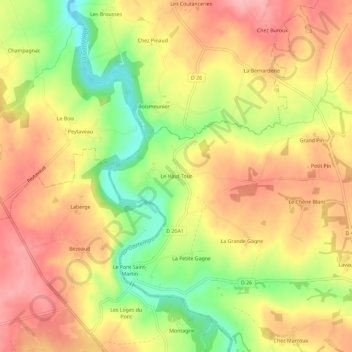 Mappa topografica Le Haut-Tour, altitudine, rilievo