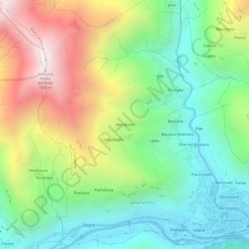 Mappa topografica Montpont, altitudine, rilievo