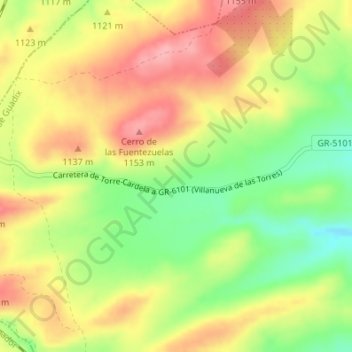 Mappa topografica Uleilas Bajas, altitudine, rilievo