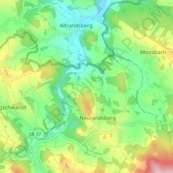Mappa topografica Kellburg, altitudine, rilievo