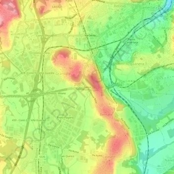 Mappa topografica Zappa, altitudine, rilievo