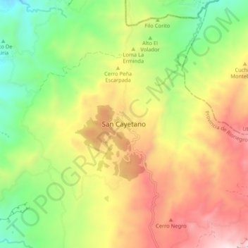 Mappa topografica San Cayetano, altitudine, rilievo