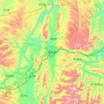 Mappa topografica 贵定县, altitudine, rilievo
