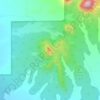 Mappa topografica Capital Dome, altitudine, rilievo
