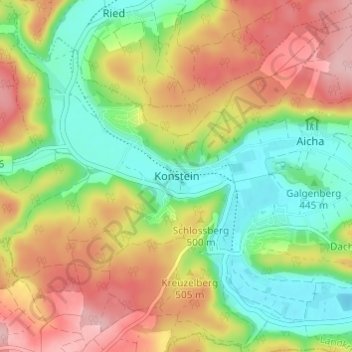 Mappa topografica Konstein, altitudine, rilievo