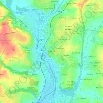 Mappa topografica Kerimaux, altitudine, rilievo