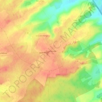 Mappa topografica Fosse Nouvelle, altitudine, rilievo