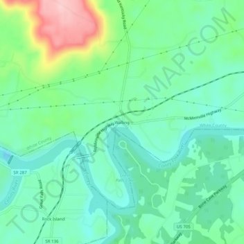 Mappa topografica Walling, altitudine, rilievo