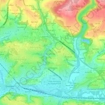 Mappa topografica Kermahonnet, altitudine, rilievo