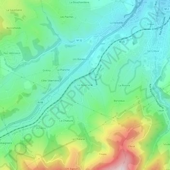 Mappa topografica La Brocharie, altitudine, rilievo
