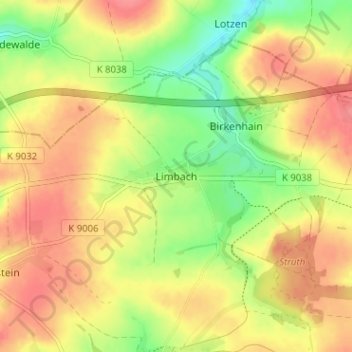 Mappa topografica Limbach, altitudine, rilievo