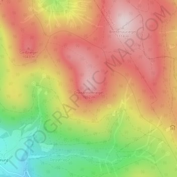 Mappa topografica Dreitannenriegel, altitudine, rilievo