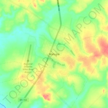Mappa topografica Matupá, altitudine, rilievo