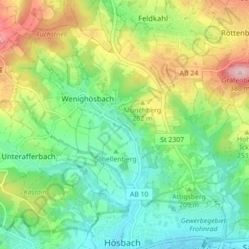 Mappa topografica Münchhof, altitudine, rilievo