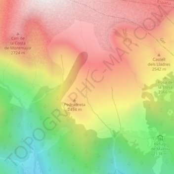 Mappa topografica la Tossa, altitudine, rilievo