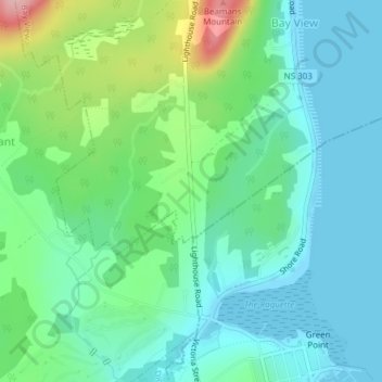 Mappa topografica Lighthouse Road, altitudine, rilievo