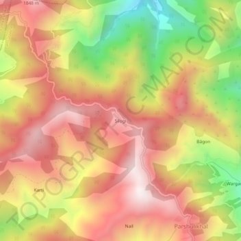 Mappa topografica Silogi, altitudine, rilievo