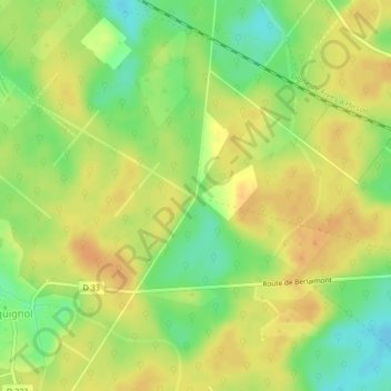 Mappa topografica Carrefour de la Roulie aux Equettes, altitudine, rilievo