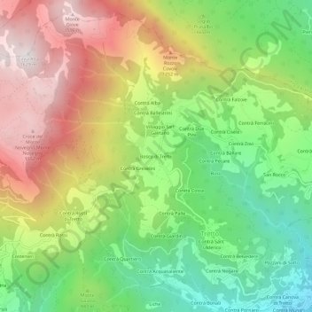 Mappa topografica Bosco di Tretto, altitudine, rilievo