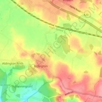 Mappa topografica Stonestreet Green, altitudine, rilievo