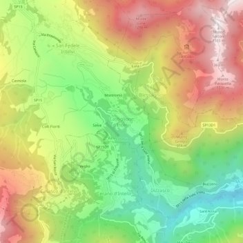 Mappa topografica Castiglione d'Intelvi, altitudine, rilievo
