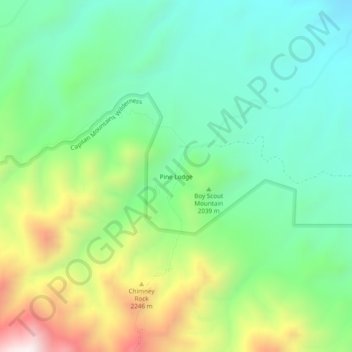 Mappa topografica Pine Lodge, altitudine, rilievo