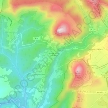 Mappa topografica Quintanilla de Rucandio, altitudine, rilievo
