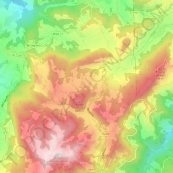 Mappa topografica Iola, altitudine, rilievo