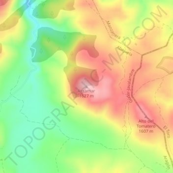 Mappa topografica Retamar, altitudine, rilievo